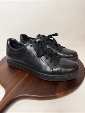 Geox Respira Black Leather Sneakers Womens EU 39 Comfort Walking Shoes